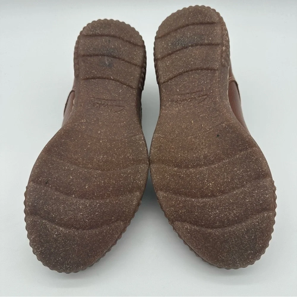 Clarks Brown Leather Oxfords with Zipper Detail